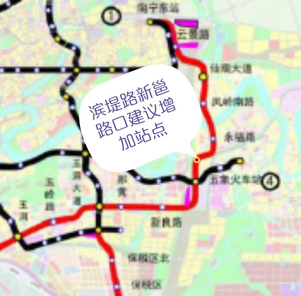 关于南宁地铁新规划的机场线设立滨堤新邕路口站
