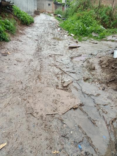 小康村中的泥泞路